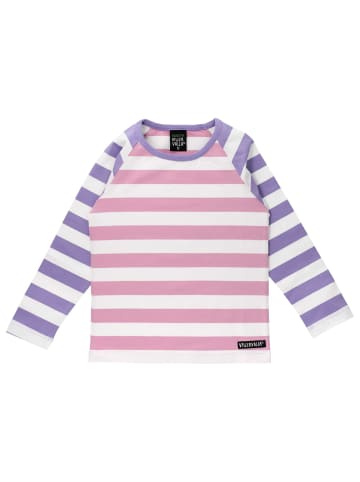 Villervalla Shirt Langarm Stripes Lavender/Bloom in weiß rosa lila