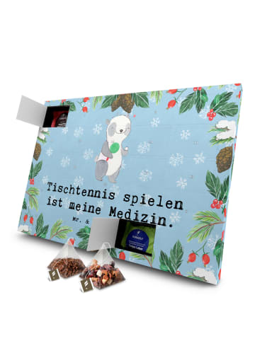 Mr. & Mrs. Panda Tee Adventskalender Panda Tischtennis mit Spruch in Eisblau
