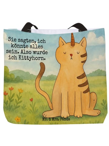 Mr. & Mrs. Panda Shopper Einhorn Katze Design mit Spruch in Weiß