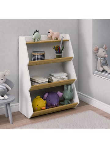 VCM  Holz Kinderregal Bücherregal Kinder Regal Malusa in Weiß / Honig-Eiche