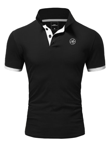 Amaci&Sons Basic Kontrast Polo Shirt MEMPHIS in Schwarz/Weiß