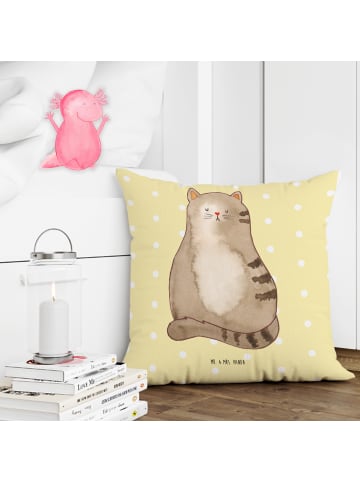 Mr. & Mrs. Panda Zier Kissen Katze Sitzen ohne Spruch in Gelb Pastell