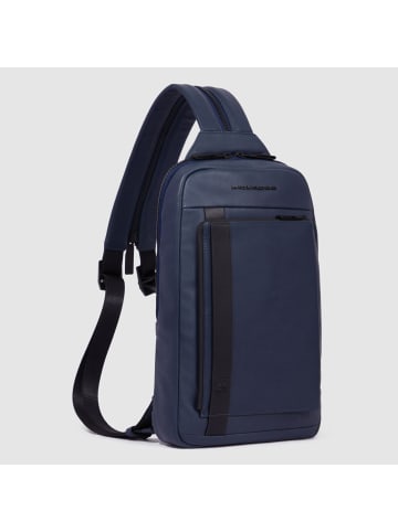 Piquadro David Umhängetasche RFID Schutz Leder 32 cm in blue