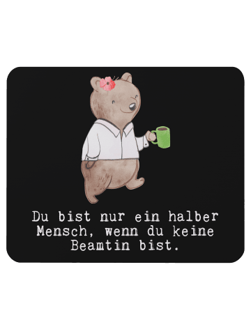 Mr. & Mrs. Panda Mauspad Beamtin Herz mit Spruch in Schwarz