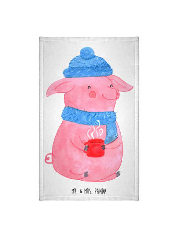 Mr. & Mrs. Panda Handtuch Schweinchen Glühwein ohne Spruch in Weiß