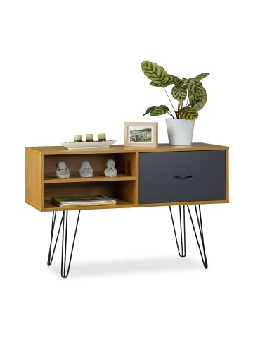 relaxdays Sideboard in Holzoptik/Grau - (B)100 x (H)62 x (T)38 cm