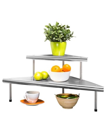 Maximex Eckregal Massivo DUO, 2 Ebenen in Silbern, (B) 48,5 x (H) 31 x (L) 48,5 cm