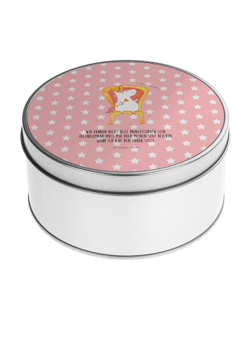 Mr. & Mrs. Panda Blechdose rund Einhorn Prinzessin mit Spruch in Rot Pastell