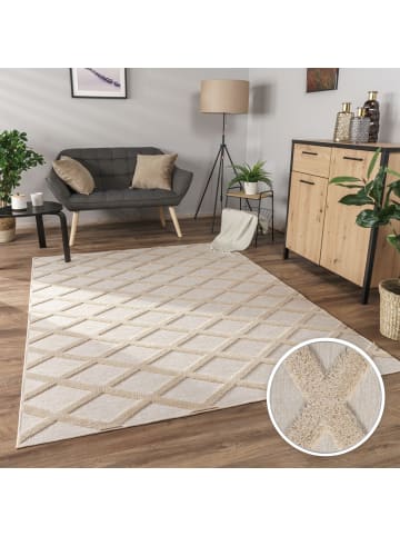 KADIMA DESIGN Waschbarer Teppich waschmaschinenwaschbar Rauten Küche, Flur in Beige