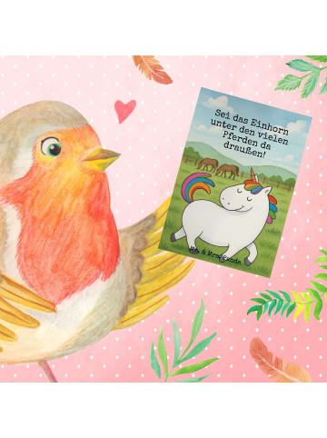 Mr. & Mrs. Panda Klappkarte Einhorn Stolzieren Design mit Spruch in Weiß