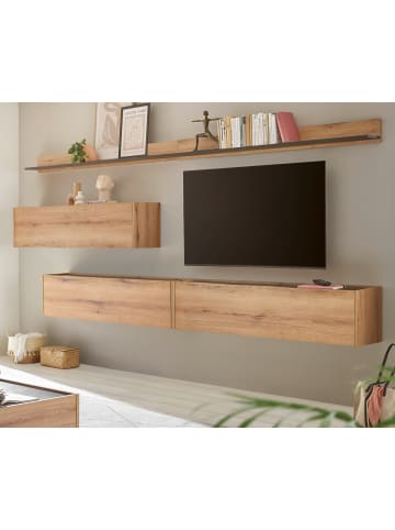 Furn.Design Wohnwand Evoke Eiche, grau, Set 5-teilig mit XXL TV-Board, 340 cm