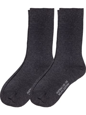 Hudson Baumwolle Socken mit Softbund 2 Paar Relax Cotton in graphit meliert