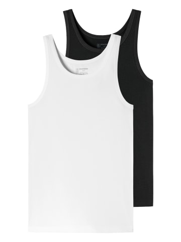 Schiesser Unterhemd / Tanktop 95/5 Organic Cotton in Schwarz / Weiß