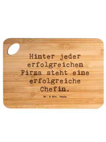 Mr. & Mrs. Panda Holzbrett Spruch Chefin Power mit Spruch in Braun