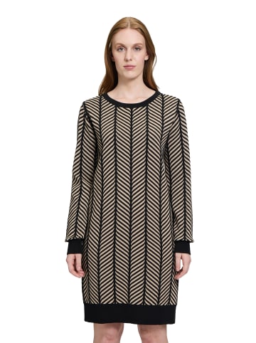 BETTY & CO Strickkleid mit Jacquard in Black/Taupe