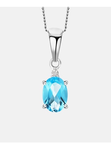 Diamant L'éternel Halskette mit Anhänger 585 Weißgold 0.91 Karat Diamant mit Topas