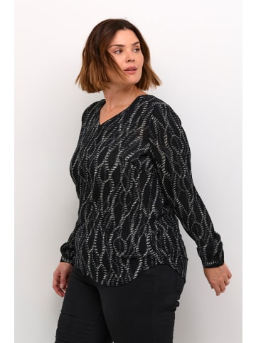 KAFFE curve Langarm-Bluse KCami Regular fit in Black/Grey Graphic Simili