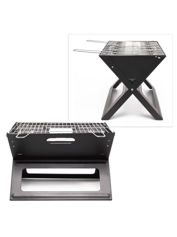 relaxdays Klappgrill in Schwarz - (B)30 x (H)30,5 x (T)45,5 cm