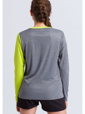 erima 5-C Longsleeve in grau melange/lime pop/schwarz