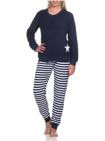 NORMANN Frottee Schlafanzug langarm Bündchen Sterne - 82691 in navy