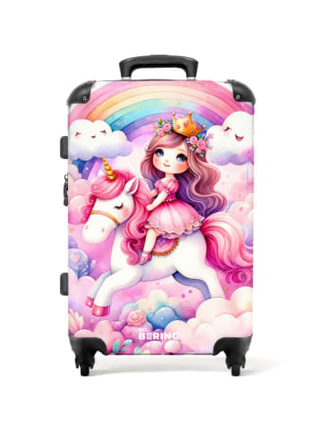 NoBoringSuitCases Suitcase Cartoon-Prinzessin auf Einhorn-Design mit
