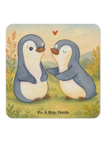 Mr. & Mrs. Panda Bierfilzl Pinguine trösten Design ohne Spruch in Weiß