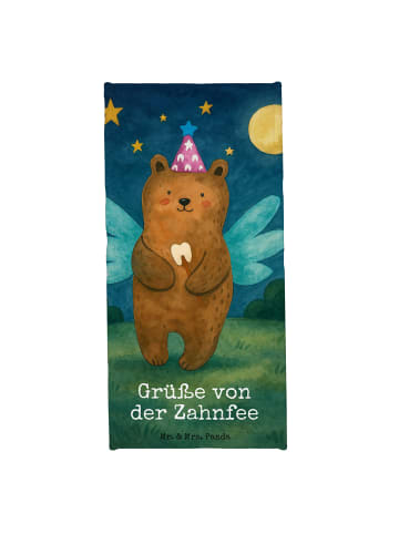 Mr. & Mrs. Panda Strandtuch Bär Zahnfee Design mit Spruch in Blau Pastell