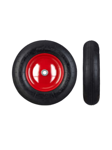 relaxdays 4x Schubkarrenrad in Schwarz/ Rot - 4.80 4.00-8