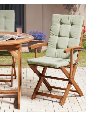 Beliani 2er-Set Gartenstuhl MAUI PREMIUM in Heller Holzfarbton/Grün
