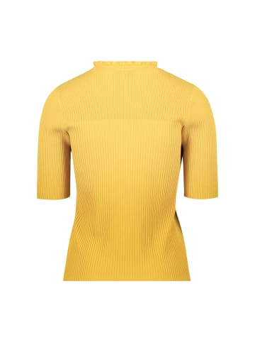 Zero Feinstrickpullover kurzarm mit Rüschenkante in Oil Yellow