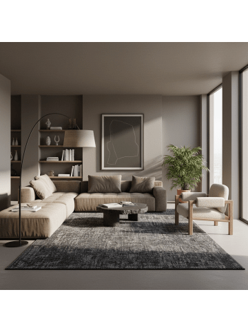 KADIMA DESIGN Teppich Kurzflor Waschbar Einfarbig KOFEL Strapazierfähig OEKO-TEX in Grau
