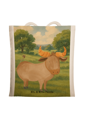 Mr. & Mrs. Panda Tote Bag Sternzeichen Stier Design ohne Spruch in Weiß