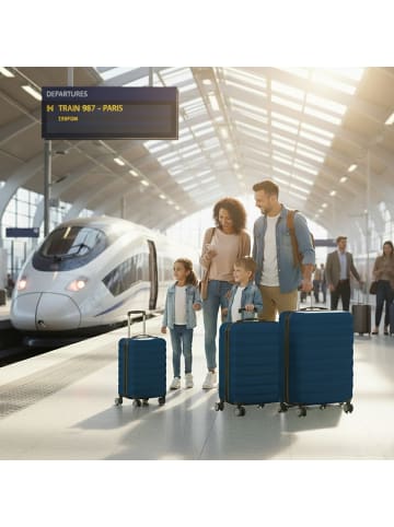 relaxdays 3-tlg. Kofferset in Dunkelblau