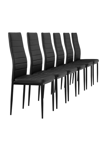 en.casa Esszimmerstuhl Lidköping 6er-Set in Schwarz (H)96cm (B)43cm (T)52cm