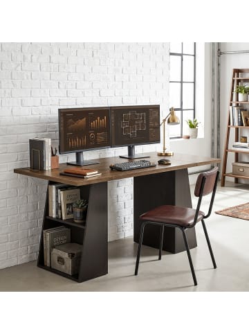 HOMCOM Schreibtisch in Braun-Schwarz 140L x 78B x 75H cm