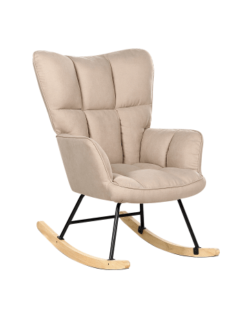 Beliani Schaukelsessel OULU in Beige/Schwarz/Heller Holzfarbton