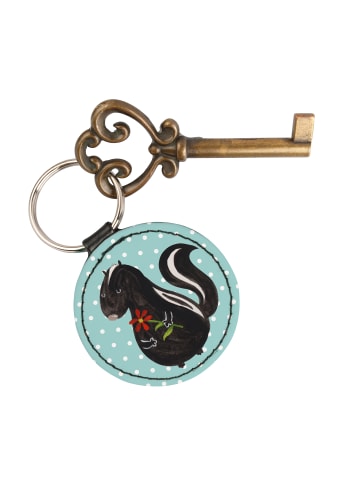 Mr. & Mrs. Panda Taschenanhänger Stinktier Blume ohne Spruch in Türkis Pastell