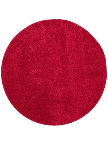 Snapstyle Hochflor Velours Teppich Mona Rund in Rot