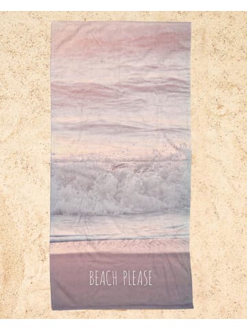 Juniqe Strandtuch "Beach Please" in Grau & Rosa