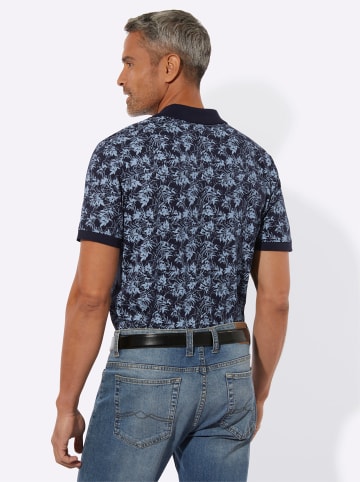 Sieh an! Kurzarm-Poloshirt in marine-bleu-bedruckt