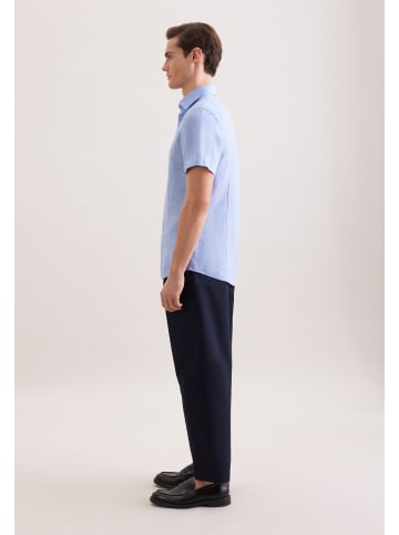 Seidensticker Leinenhemd Shaped in Mittelblau