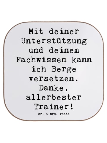 Mr. & Mrs. Panda Untersetzer Spruch Bester Trainer mit Spruch in Weiß