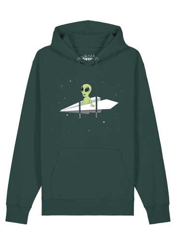 wat? Apparel Sweatshirt Alien on a paper plane in Glazed Green