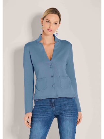 MADELEINE Eleganter Blazer mit feinem Glattstrick in rauchblau