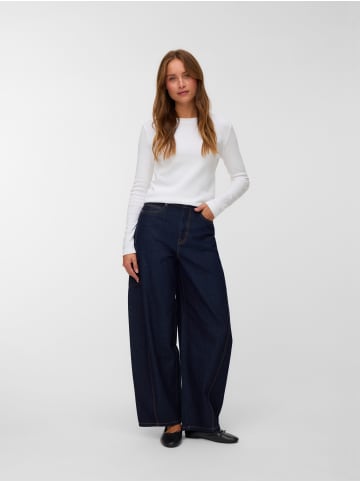 Vero Moda KAITLIN HR WIDE BARREL JEANS in Dark Blue Denim