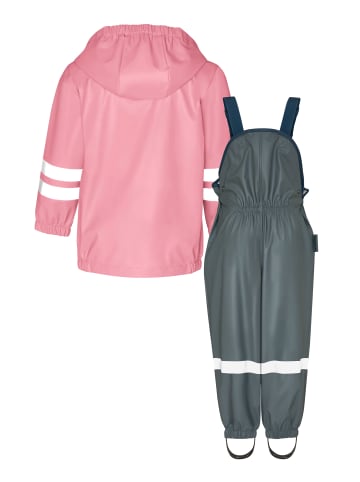 Playshoes Regen-Set Latzhose Basic in rosa