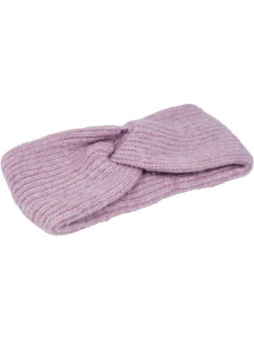 styleBREAKER Strick Stirnband mit Perlrippen Muster und Knoten in Flieder meliert