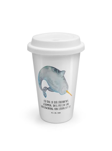 Mr. & Mrs. Panda To Go Becher Narwal mit Spruch in Weiß