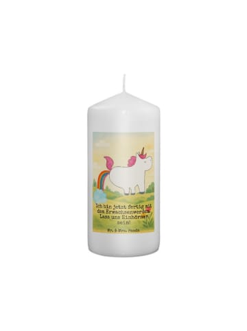 Mr. & Mrs. Panda Kerze Einhorn Pupsen Design mit Spruch in Weiß
