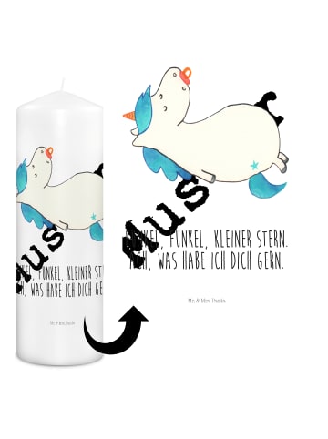 Mr. & Mrs. Panda Kerze Einhorn Schnuller mit Spruch in Weiß